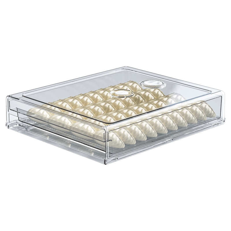 DAVICHI dumpling freezing box dumpling box special food grade drawer type dumpling wonton refrigerator storage box buns cold drawer type dumpling box 2 pack (including breathable blocking plug/time scale)
