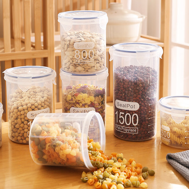 Tuojin imported quality kitchen sealed jars from Germany, plastic food jars, storage jars, storage jars, grain kitchen, large size 1000ml, 1 pack