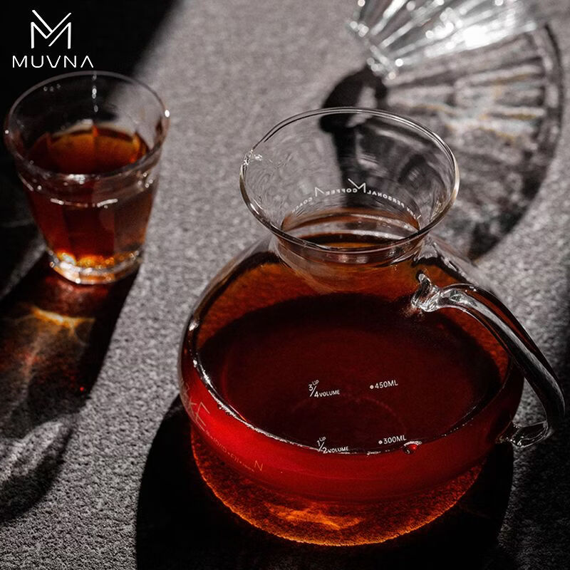 Shantou Lincun hand-brewed coffee set sharing pot with scale V60 filter cup filter paper hand-brewed coffee pot filter pot flower teapot (blue) Xingchuan ceramics fold-free filter cup