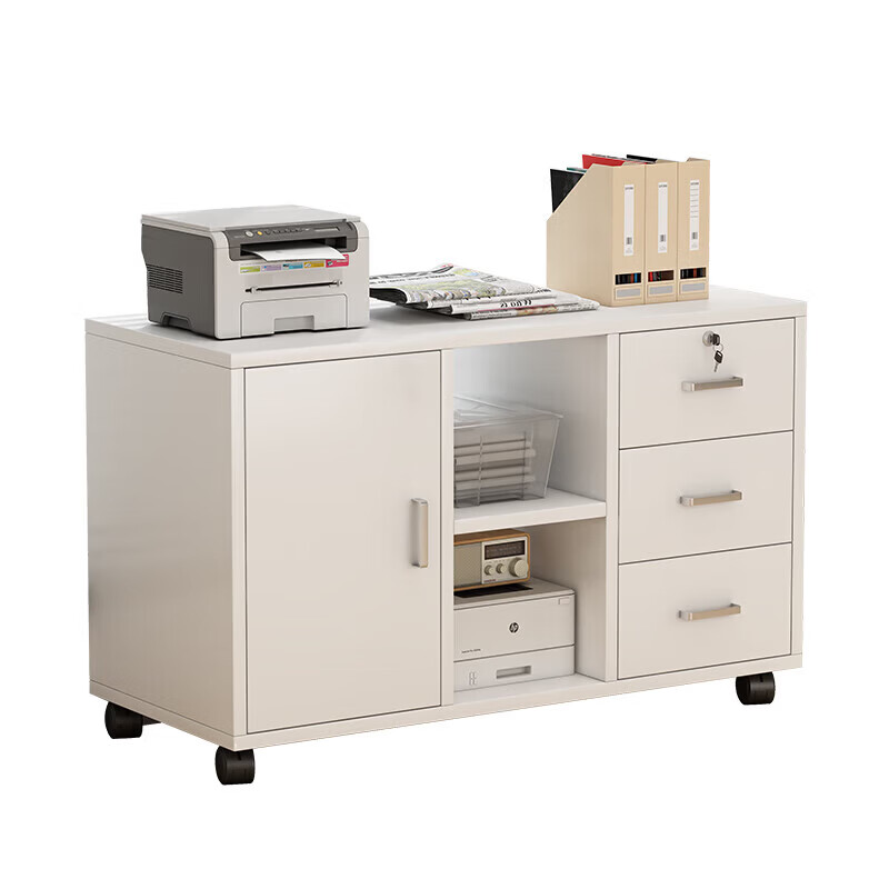 File cabinet floor-standing office cabinet with lock office cabinet locker small desk low cabinet storage three drawers one door cherry wood 60cm 1.2mm