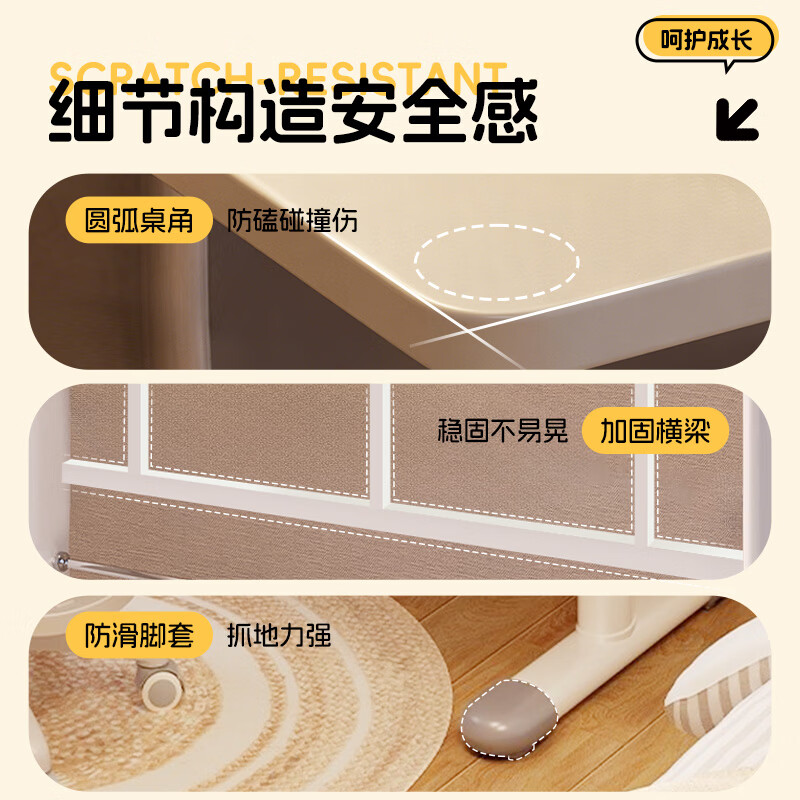 Quanpinwu Study Table Solid Wood Desk Liftable Student Writing Desk Computer Desk Home Children's Table and Chair Set Single Table