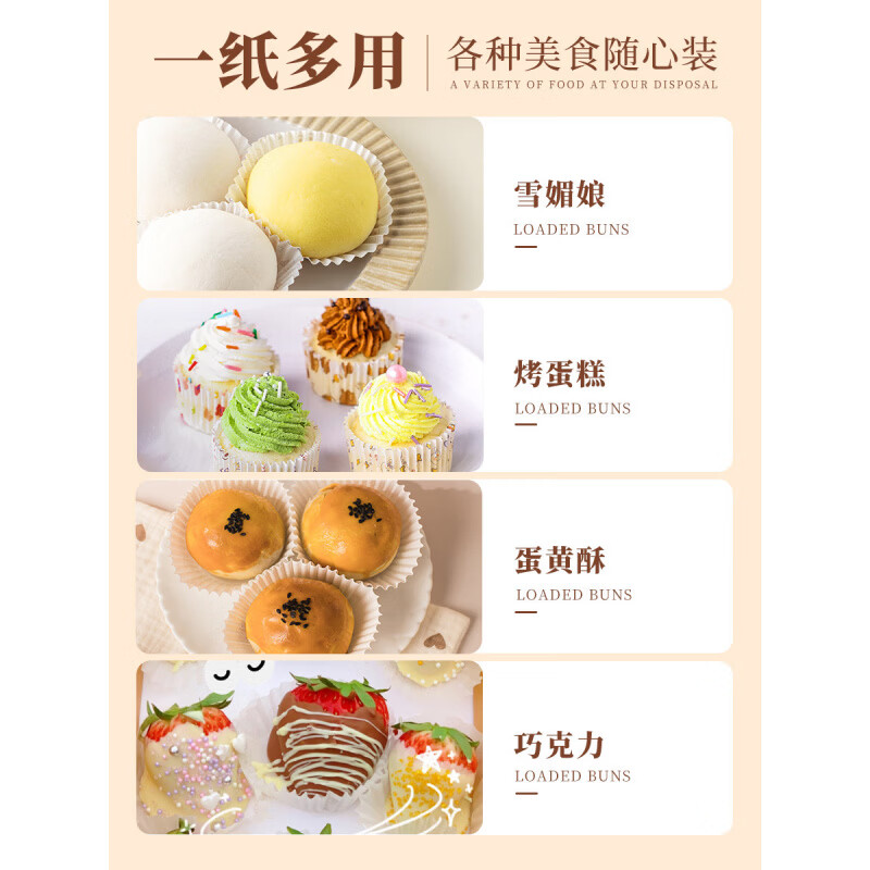 Hanoufei disposable snack mat Xuemei Niang paper tray small cake paper tray disposable packaging box high temperature resistant baking mold blister box 2 pieces white background transparent 100 pieces