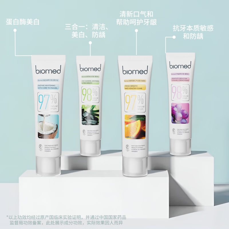 Biomed plant extract fresh breath toothpaste citrus flavor pregnant women can use imported whitening anti-sensitivity gum protection anti-moth without fluoride 100g