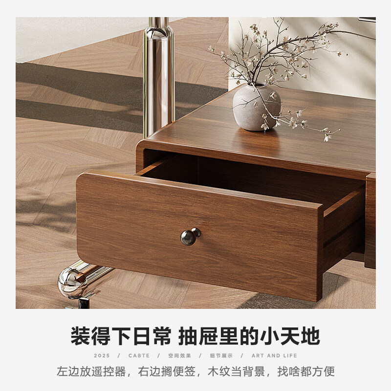 CABTE 32-75 inches stainless steel TV mobile bracket TV cabinet mobile TV cabinet TV bracket living room simple wheeled TV cart