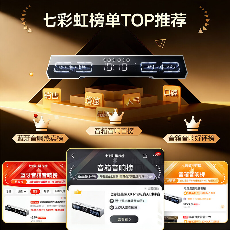 Colorful (Colorful) Colorful 2026 new product 7.1 sound effect e-sports desktop game speaker anti-howling microphone Bluetooth computer laptop audio CF200 6-unit stereo-abyss mirror-AI clock E-sports Extreme Edition Speaker Daybreak White