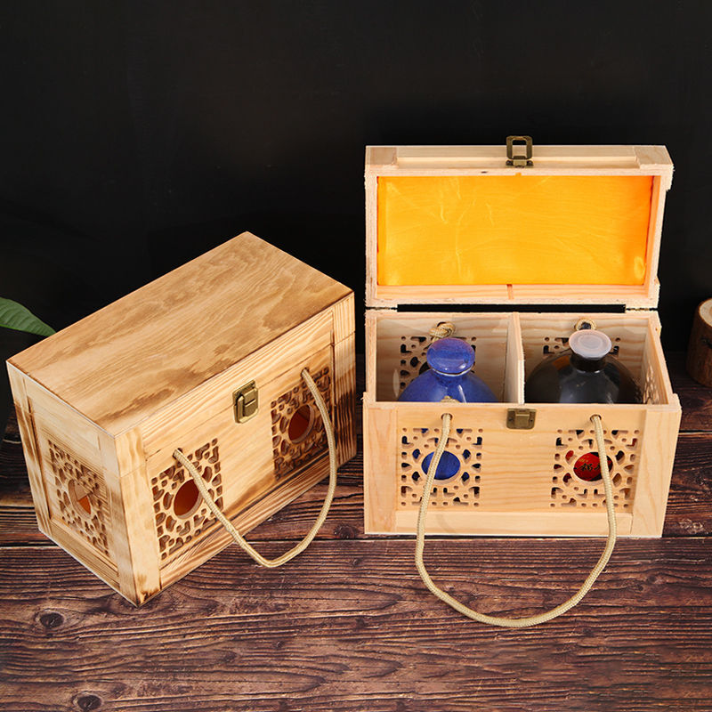 Fantasy liquor wooden box packaging wine jar wooden box packaging box one pound two pounds three pounds five pounds carved blank wine box wooden box box one pound one jar not sold wine jar original color diameter 11x height 16