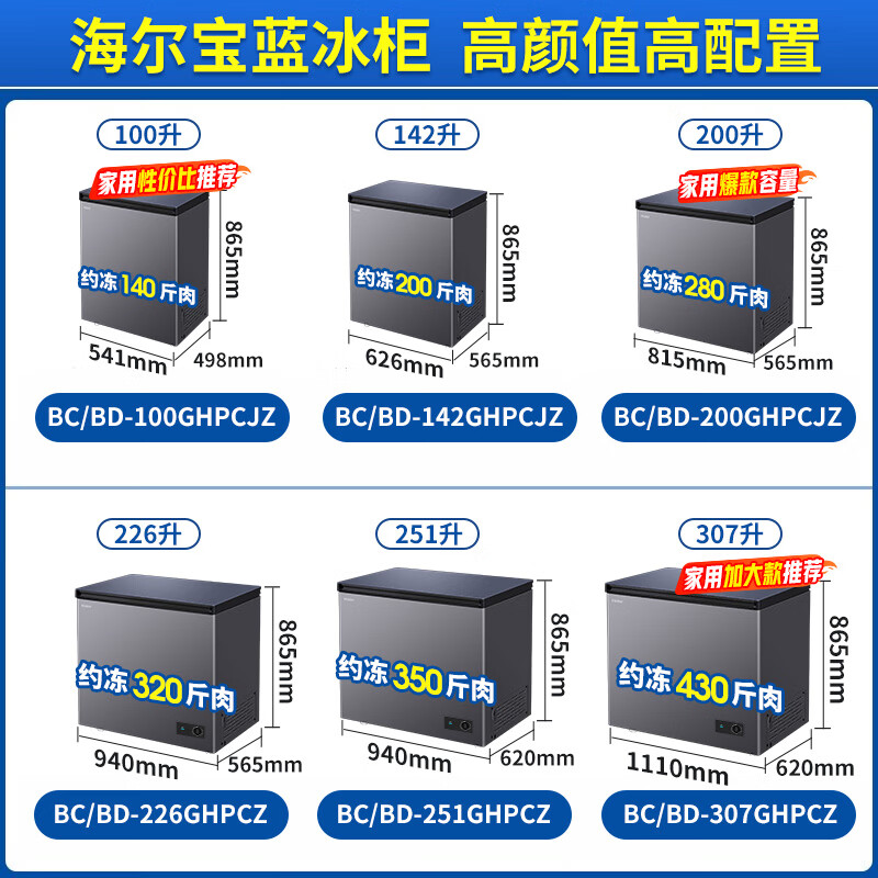 Haier sapphire blue 200 liter single temperature freezer household - 35 degrees ultra-low temperature large capacity no need for frequent defrosting small freezer below 300 liters BC/BD-200GHPCJZ subsidy