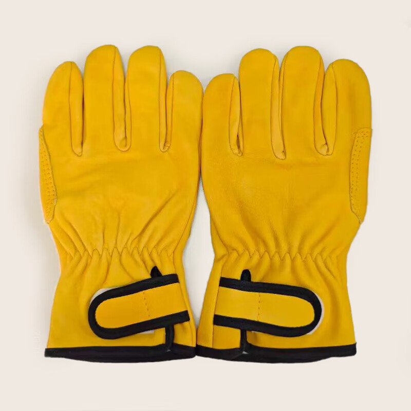Pinzhide welding gloves, special anti-scalding, heat-insulating, wear-resistant and high-temperature-resistant labor protection gloves for welders, sheepskin Velcro style, yellow Velcro style