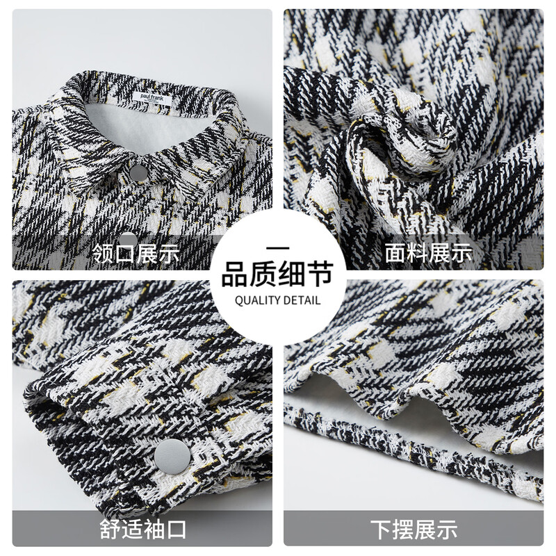 Big Mouth Monkey (paul frank) velvet thickened casual jacket for men in winter new trendy brand plaid loose casual warm lapel contrast coat black velvet cold protection and warmth L recommended 110-130 pounds