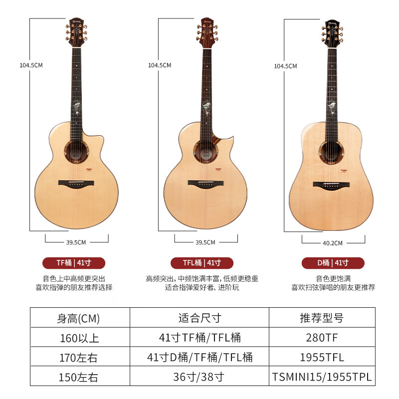 Truman Truman Dolphin Story 1955TFL high-end all-single folk guitar performance-grade vibration-amplified electric box guitar 1955TFL spruce mahogany all-single acoustic horn