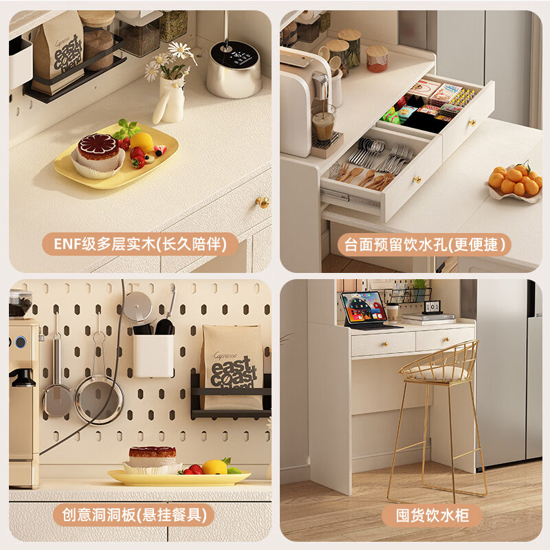 Pupan solid wood slate folding dining table and sideboard integrated household simple small apartment with retractable dining table wall living room cabinet 10.87m solid wood high cabinet + 1.2m solid wood folding