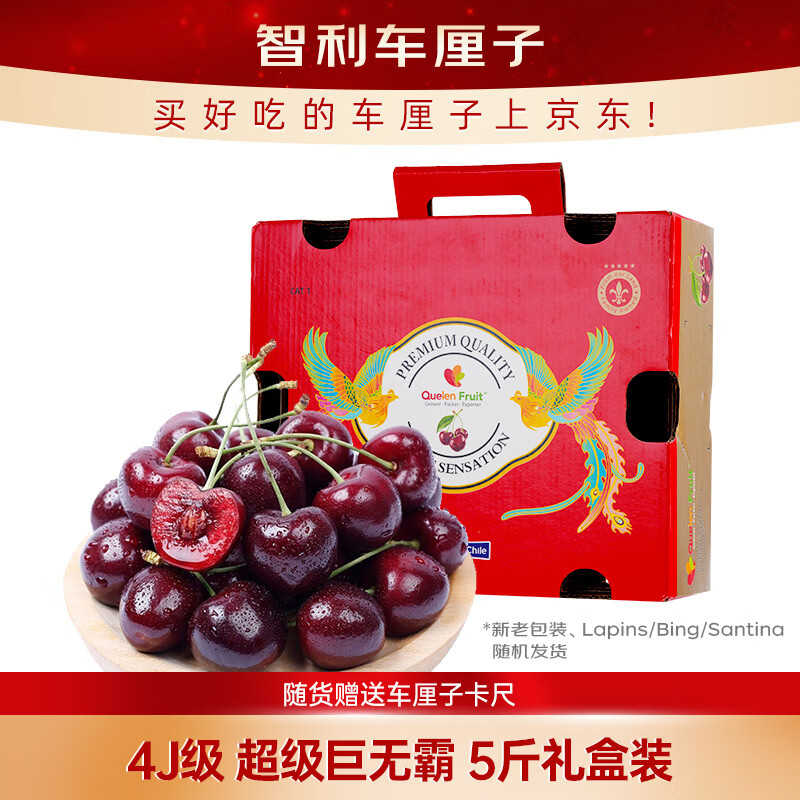 Jingxiansheng Chilean Cherry Super Big Mac 4J 5 catties gift box, fruit diameter 32-34mm, fruit gift box, free caliper