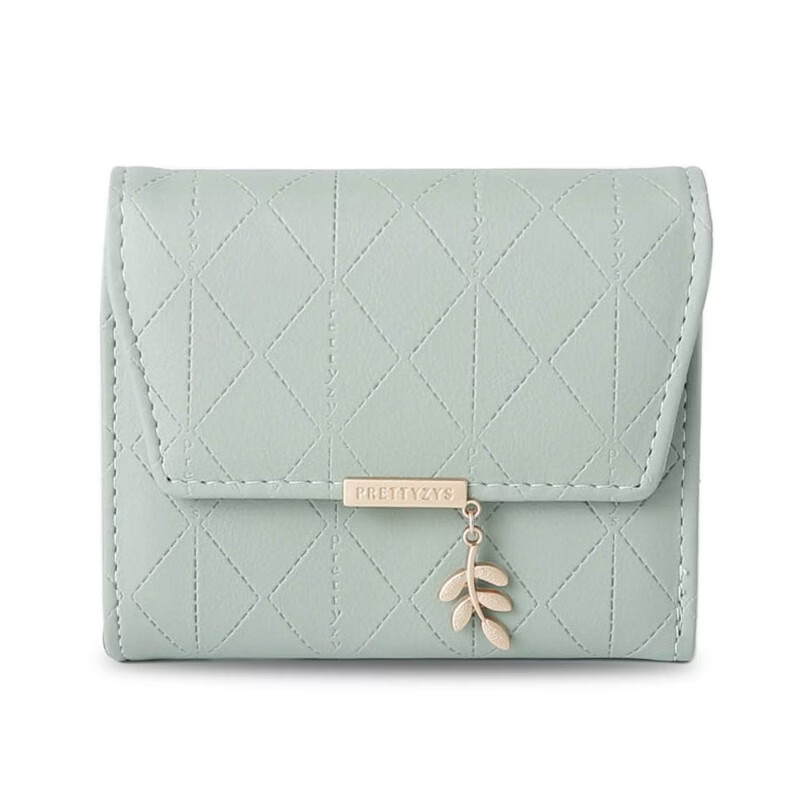 Woodpecker (TUCANO) 2026 new wallet Japanese and Korean version embossed women's short buckle wallet small fresh leaf pendant student small card holder green