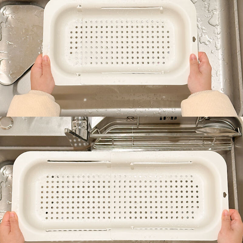 Yusenyi retractable fruit washing and draining basket kitchen sink basin and sink retractable draining basket/grey/small + large