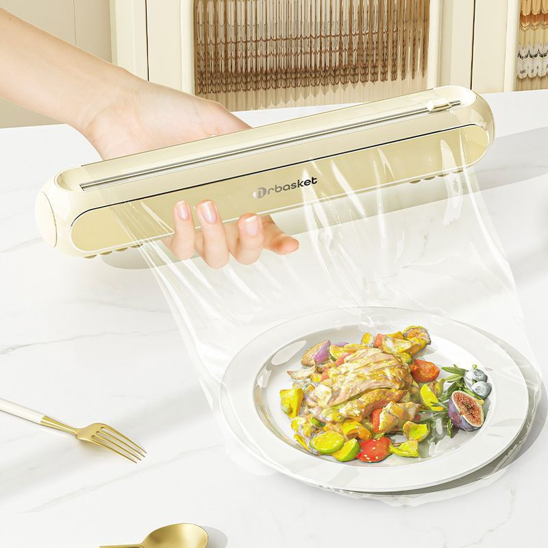 Fantasy household suction cup cling film cutter kitchen food-grade magnetic disposable refrigerator wall-mounted artifact milk silver