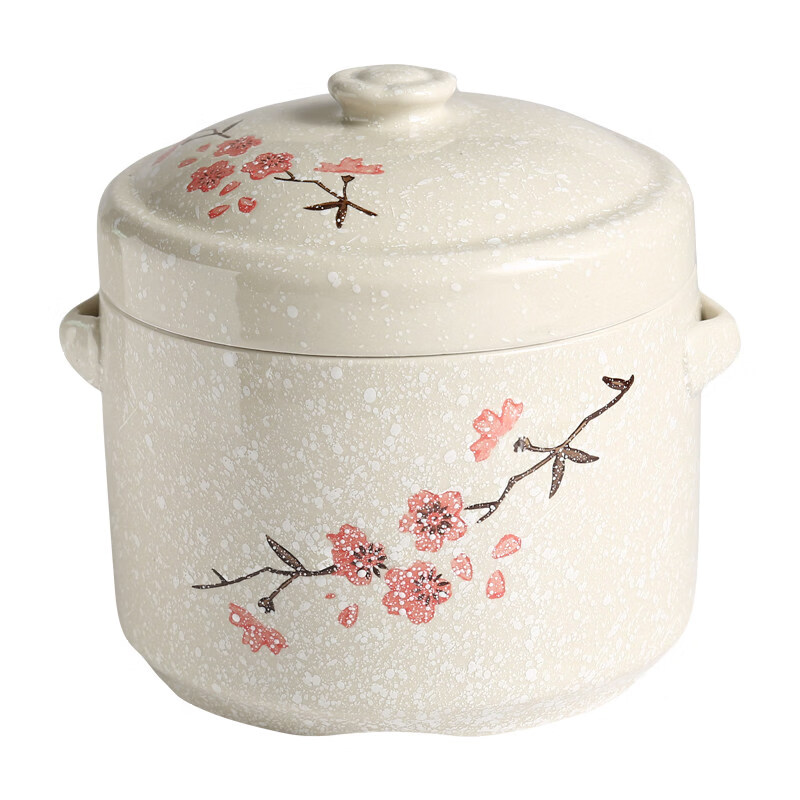 Tuojin Jingdezhen ceramic water-proof stew pot with lid, double lid and double ears, stewed bird's nest cup, steamed egg cup, stew pot, household large inner pot, 40-head porcelain spoon, suitable for 1 person, 600ml