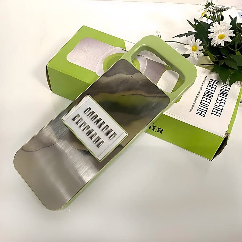 Pupan multifunctional vegetable cutting tool household potato grater thick shred kitchen vegetable slicer shredder grater fresh green 4-piece set imported stainless steel knife head + free hand guard + thickened panel