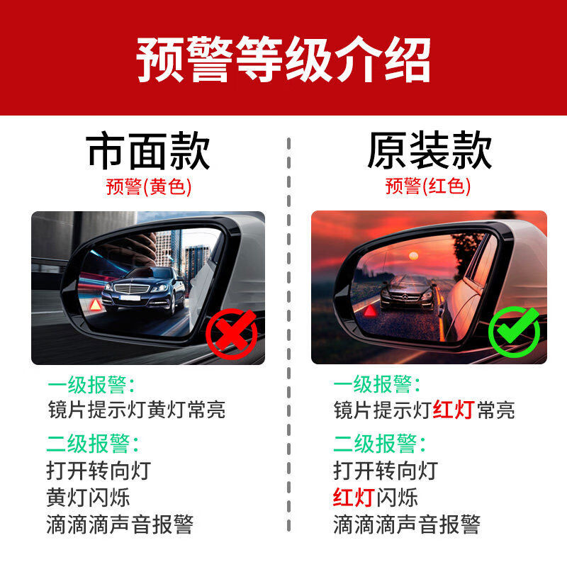 Aoyanlai is suitable for Mercedes-Benz C260L blind spot assist A-class C-class E-class E260LGLC260GLB blind spot monitoring and modification. Nationwide package includes installation of red light + sound. Original function is stable and safe. 2 pcs