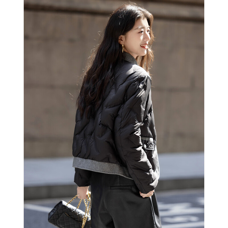 Demana combines lightness and warmth, winter 90 duck down Korean-style stand-up collar fabric magnetic buckle three-layer craft women's down jacket