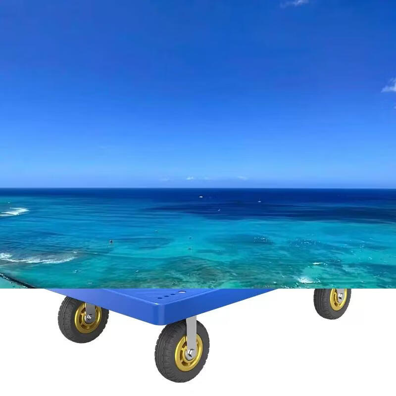 Yusenyi's new foldable grocery cart, home portable shopping cart, express delivery, hand-pulled goods flat cart, four-tube 72x48 reinforced beam (4-inch wear-resistant super silent wheel) blue 600 catties - handle cover