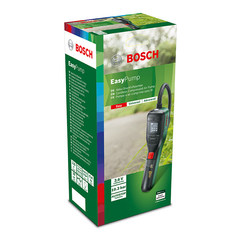Bosch (BOSCH) wireless lithium battery car/home air pump inflatable small cyclone LED screen tire pressure adjustable air pump official standard