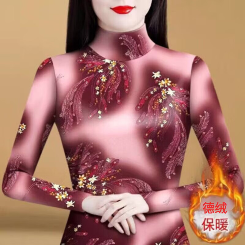 Duilan 2025 autumn and winter new one-piece double-sided German velvet half turtleneck bottoming shirt for women, long-sleeved, slim, fashionable, versatile and warm 6433# Brown M