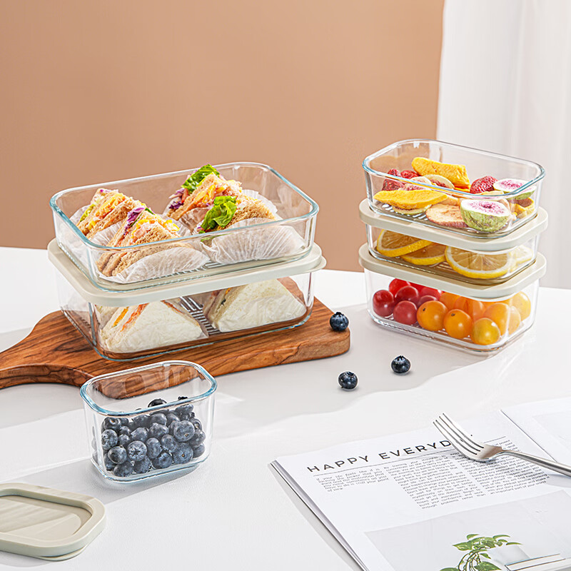LOVWISH high boron glass crisper food-grade refrigerator storage special box food freezer box large capacity fruit takeaway Le stack crisper microwaveable extra large 1700ml