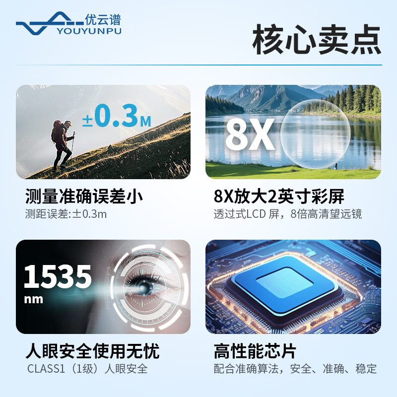 Youyun spectrum laser rangefinder multifunctional electronic telescope handheld outdoor angle measurement speed measurement high-precision distance measurement altimeter laser rangefinder strap