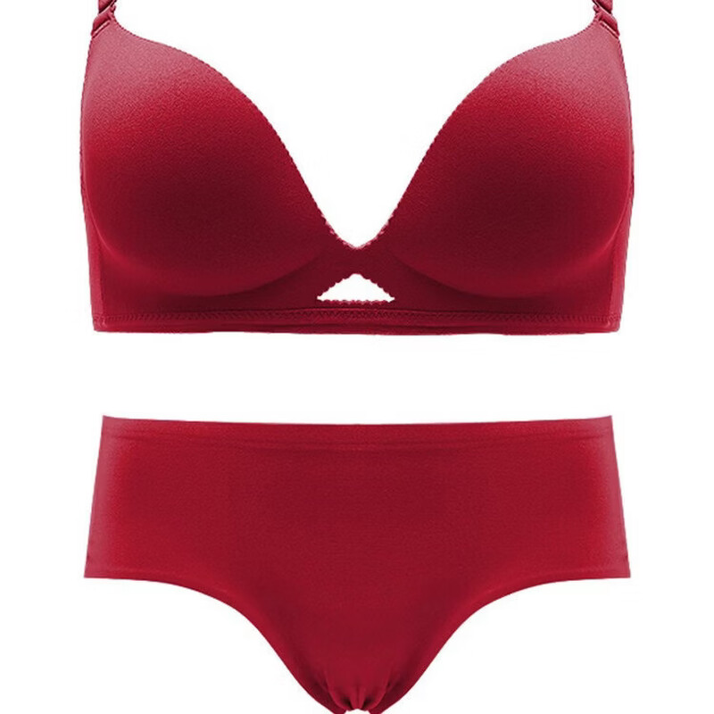 ANDSEEYOU zodiac year red underwear women's small breasts gathered seamless beautiful back wedding bridal bra bra set New Year's gift