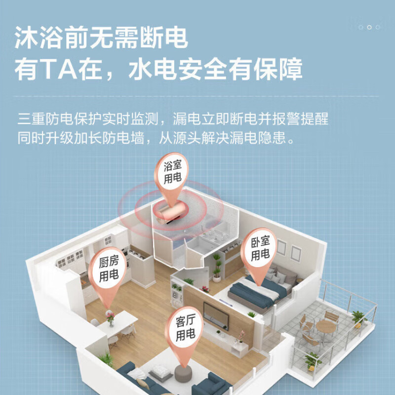 Midea's first-level energy efficiency national subsidy 15% 60-liter electric water heater 3200W high-power frequency conversion energy-saving fast heating F6032-YP7 (HE)