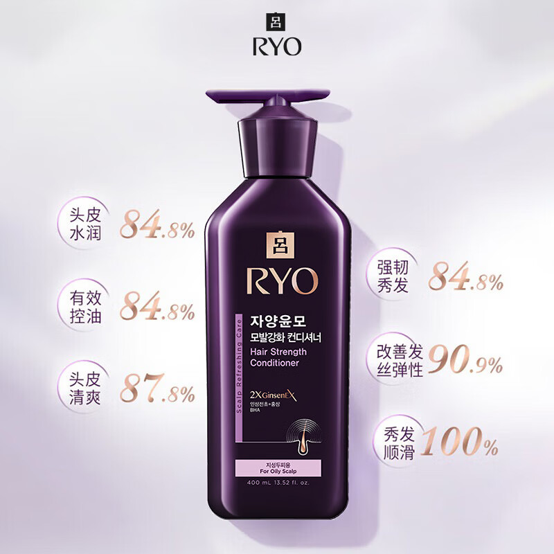 Ryo Purple Lu Hair Conditioner 400ml Oil Controlling, Fluffy, Strong, Anti-Breakage, Nourishing and Smoothing Conditioner Popular Products