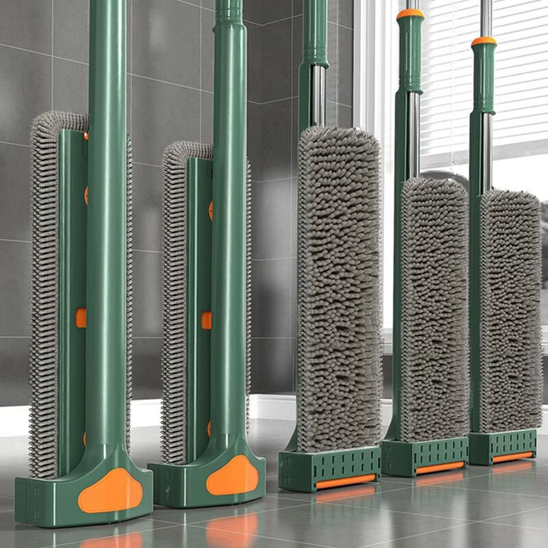 Mop set with bucket chenille hands-free flat mop household lazy one mop dry and wet dual-use long-hair absorbent mop mop orange green-chenille 45CM panel + extension rod 4 replacement cloths chenille