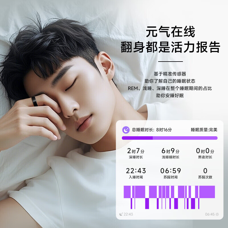 Case 99 people collected and added to purchase the 15th generation carbon fiber health smart ring, 24-hour dynamic monitoring of blood sugar, blood lipids, uric acid monitoring, waterproof S02 classic black, blood sugar, blood pressure, ECG, No. 7 (diameter 17mm, finger circumference 55mm)