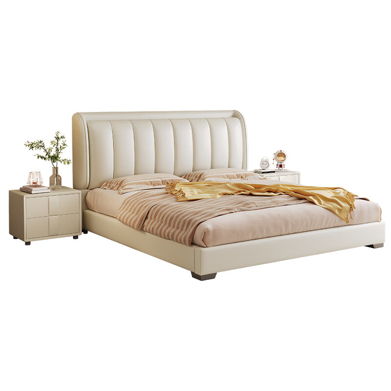 Songxian leather bed double bed 1.5*2 meters master bedroom large bed modern simple leather bed household high box storage bed 988-11