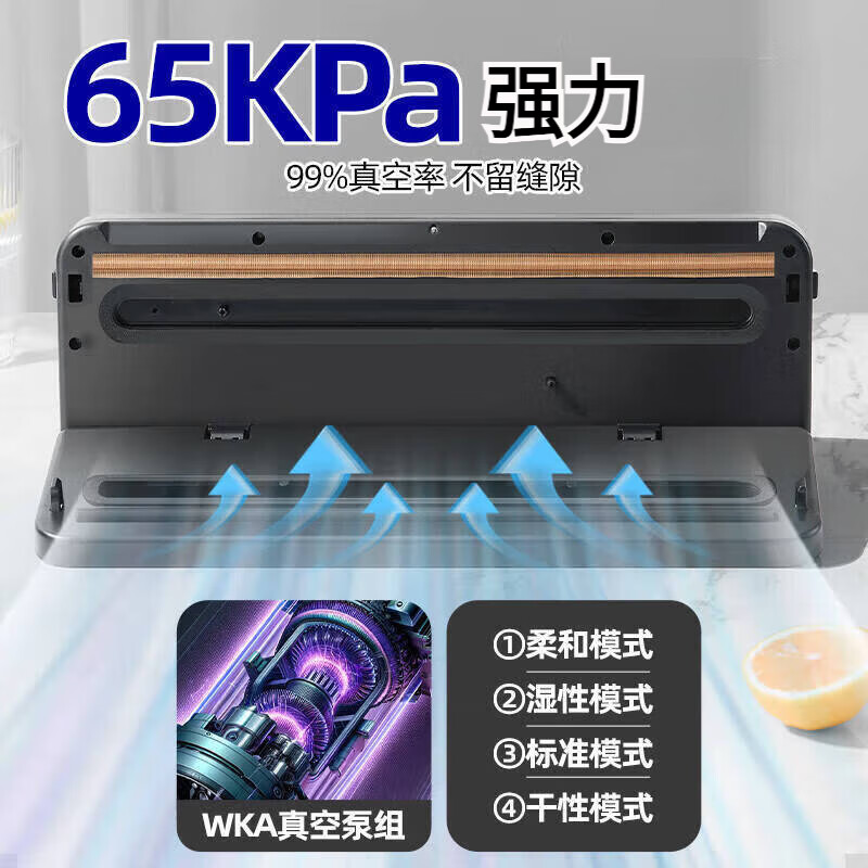 JCZS German vacuum sealing machine wet and dry dual-use household commercial high-power food preservation machine fully automatic vacuum packaging machine plastic sealing machine without picking bags to smoke bacon sealing machine + 50 vacuum sterile bags 20*25