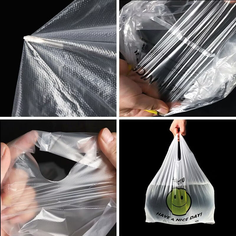Yusenyi Packing Bag Smiley Face Plastic Bag Food Takeout Packing Convenient Bag Portable Shopping Vest Vest Plastic Bag 50 PCS Ordinary 30*42
