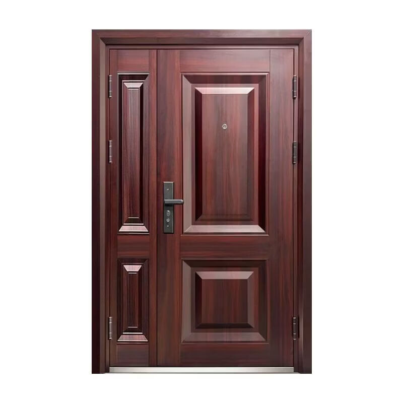 Outdoor anti-theft door, entrance door, iron door, single door, rental house door, building apartment, thickened double-door double door project, 2.05*1.18m double-door door, price, outside left opening, frame thickness 10cm