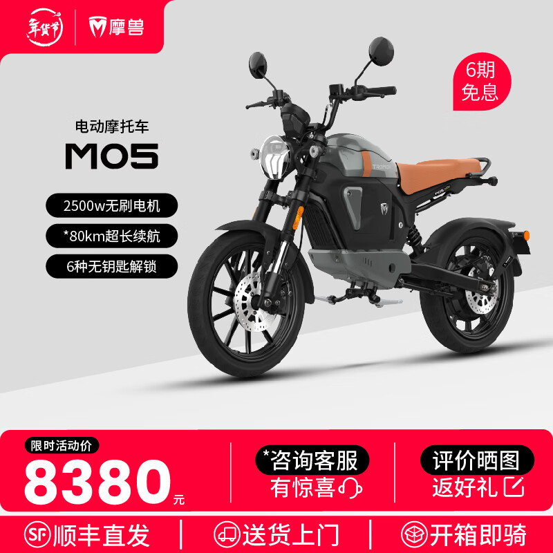 MoShou's new product launches M05 electric motorcycle, straddling electric motorcycle, lithium battery, smart long-range, high-speed mobility moped, commuting for adults, retro high-performance electric motorcycle, Starship Gray