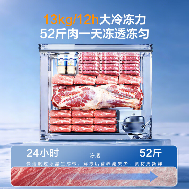 Hisense 241-liter single-temperature household freezer air-cooled, frost-free, first-level energy efficiency, deep-cooling, quick-freezing, computer-controlled temperature, odor-free, antibacterial BD/BC-241S3HNKQD, national subsidy