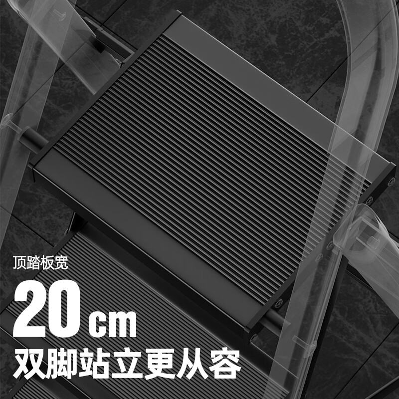 Magnesium midoli folding ladder aluminum alloy ladder multifunctional ladder climbing ladder straight ladder black 4 steps 1.4 meters