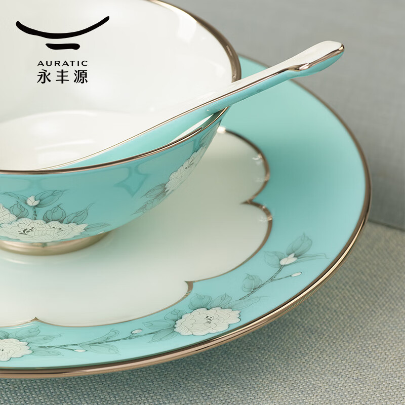 Yongfengyuan hand-painted blue 6-head tableware set for one person, tableware, chopsticks, bowls, personal tableware, 6-head tableware