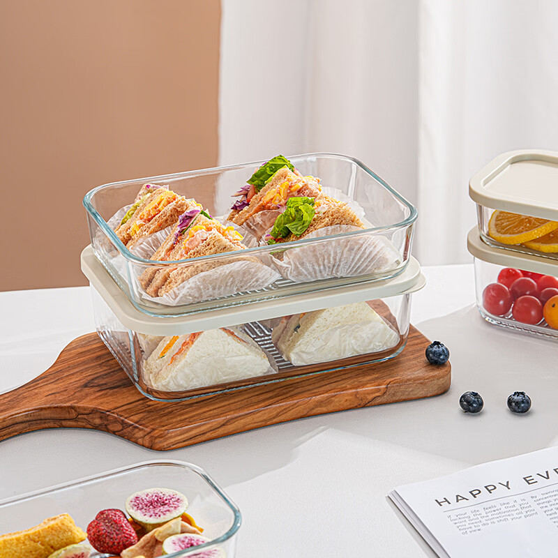 LOVWISH high boron glass crisper food-grade refrigerator storage special box food freezer box large capacity fruit takeaway Le stack crisper microwaveable extra large 1700ml