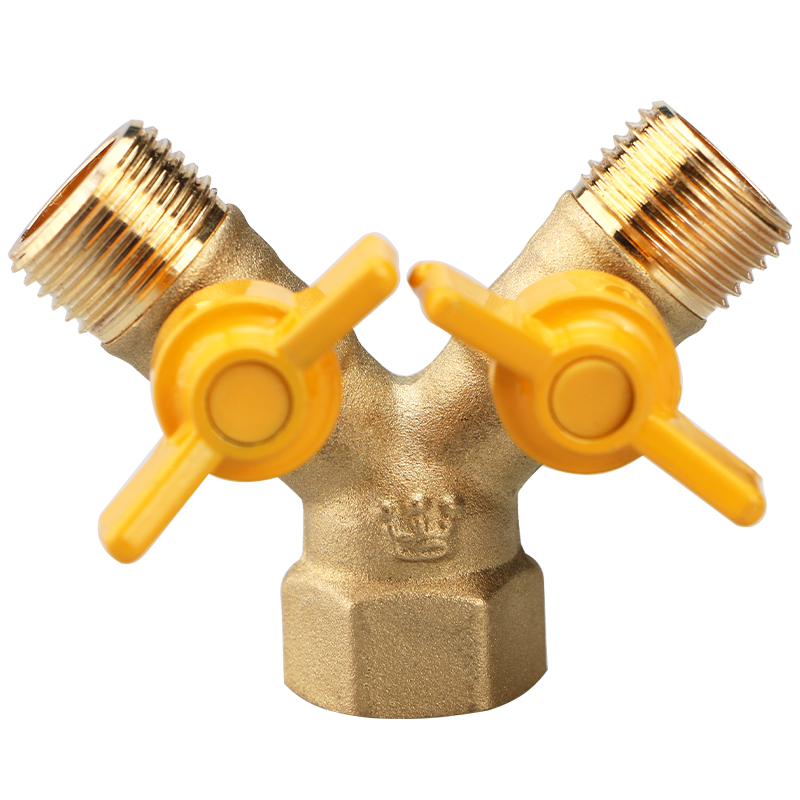 Wawaston brass gas valve with switch natural gas pipeline special one-point two-joint 4-point three-way household copper ball valve, one inner and two outer copper colors