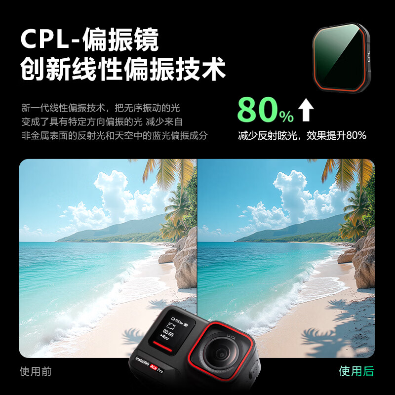 Midiu suitable for 360acepro2/acepro universal filter sports camera CPL polarizer ND8/16/32 light filter filter set protective mirror 360acepro accessories suitable for acepro/pro2 filter UV protective mirror