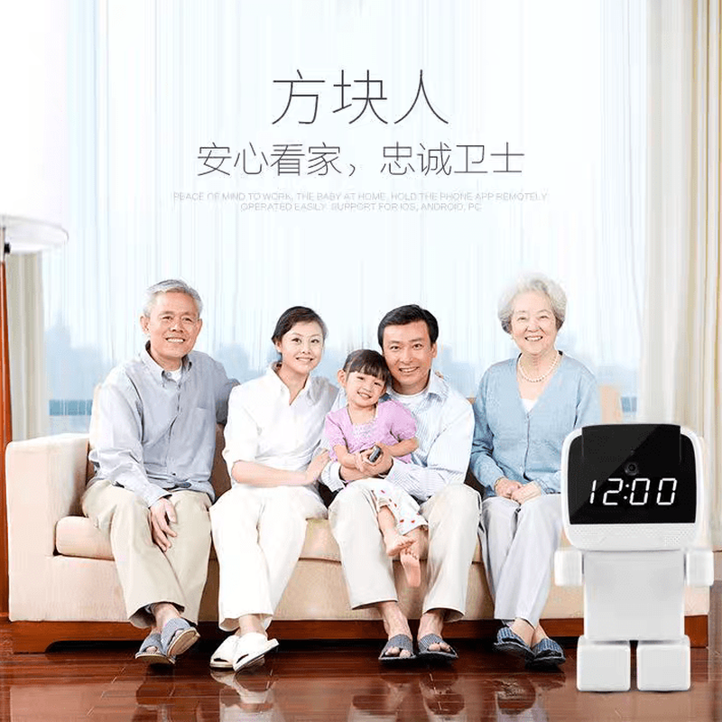 AUDUBE smart robot clock camera 360-degree no blind spot monitor home mobile phone remote night vision wifi astronaut battery life + tracking intercom None x 5MP