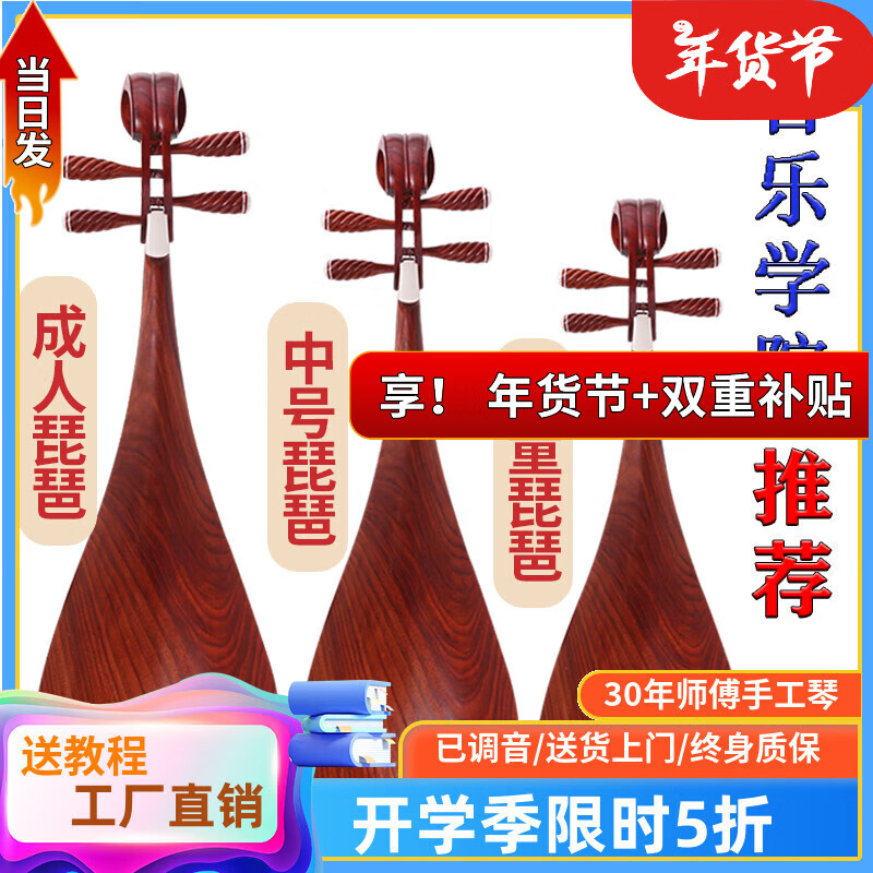 Folk music pipa musical instrument for adults and children beginners entry-level pipa professional teaching pipa mahogany rosewood pipa musical instrument adult rosewood axis performance level