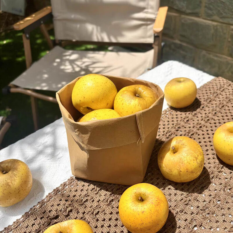 Organic plateau red Fuji apples, SF Delivery, crisp, sweet and juicy, fresh and healthy organic fruit, yellow Fuji apples, 5 pounds, 70-75mm, about 9 pieces