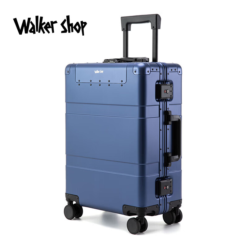 Walker Shop Aluminum Magnesium Alloy Brand Luggage 2026 New Business Travel Suitcase Multifunctional Front Opening Boarding Case Dark Blue 20 inches