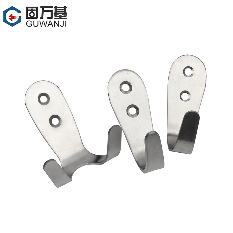 Guwanji stainless steel hooks single and double clothes hooks kitchen bathroom door hanging nails wall clothing load-bearing hooks towel coat hooks double hooks (2.0 thick) - 2 pieces