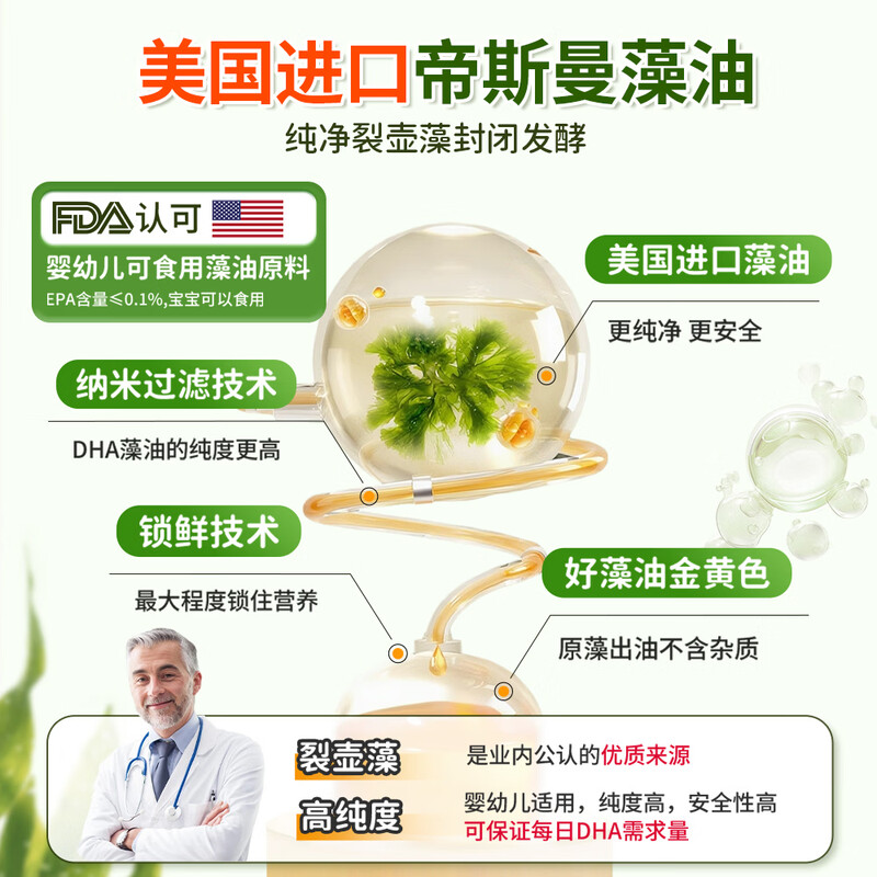 Qiaoshanchen dha algae oil DSM algae oil ARA brain supplement children, teenagers and pregnant women focus on the eyes, brain and memory flagship store 5 boxes learning bonus pack to consolidate brain power 60 capsules * 5 boxes